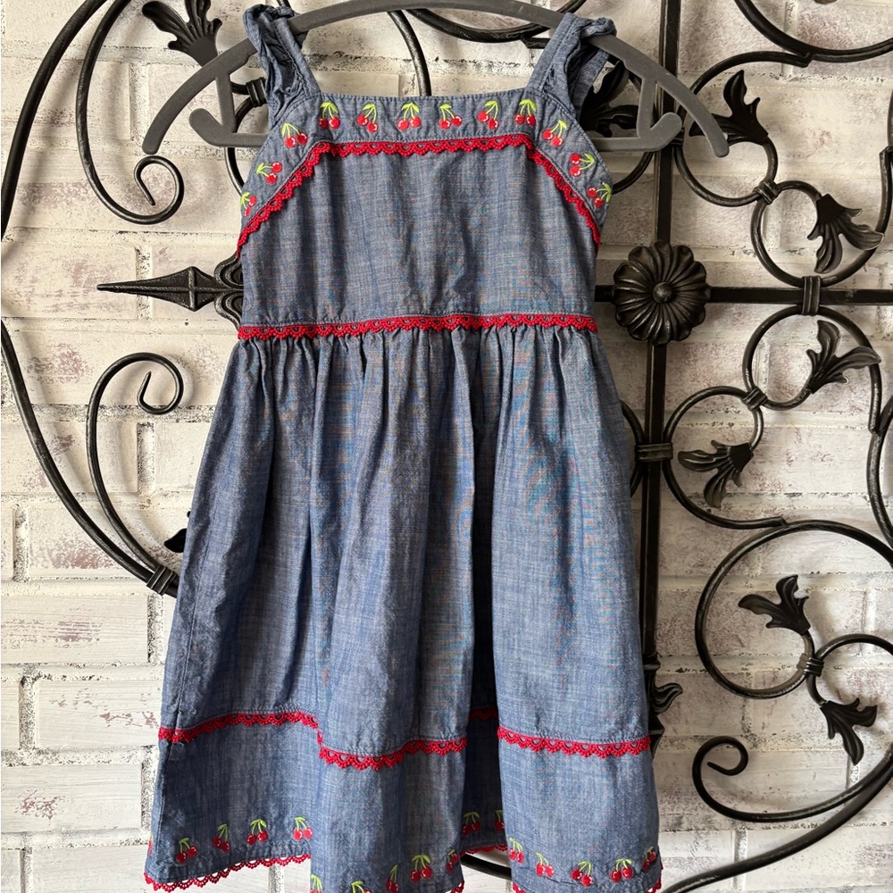 Gymboree Blue Dress with Red and Green Accents